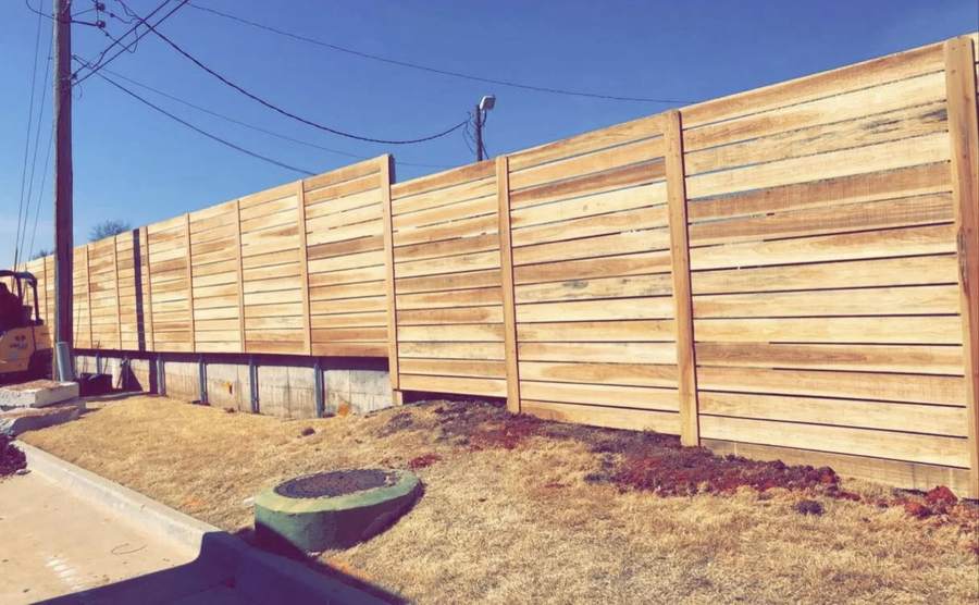 Horizontal cedar fence installation