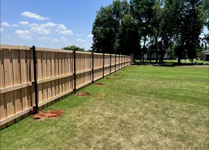 Cedar fence with steel posts